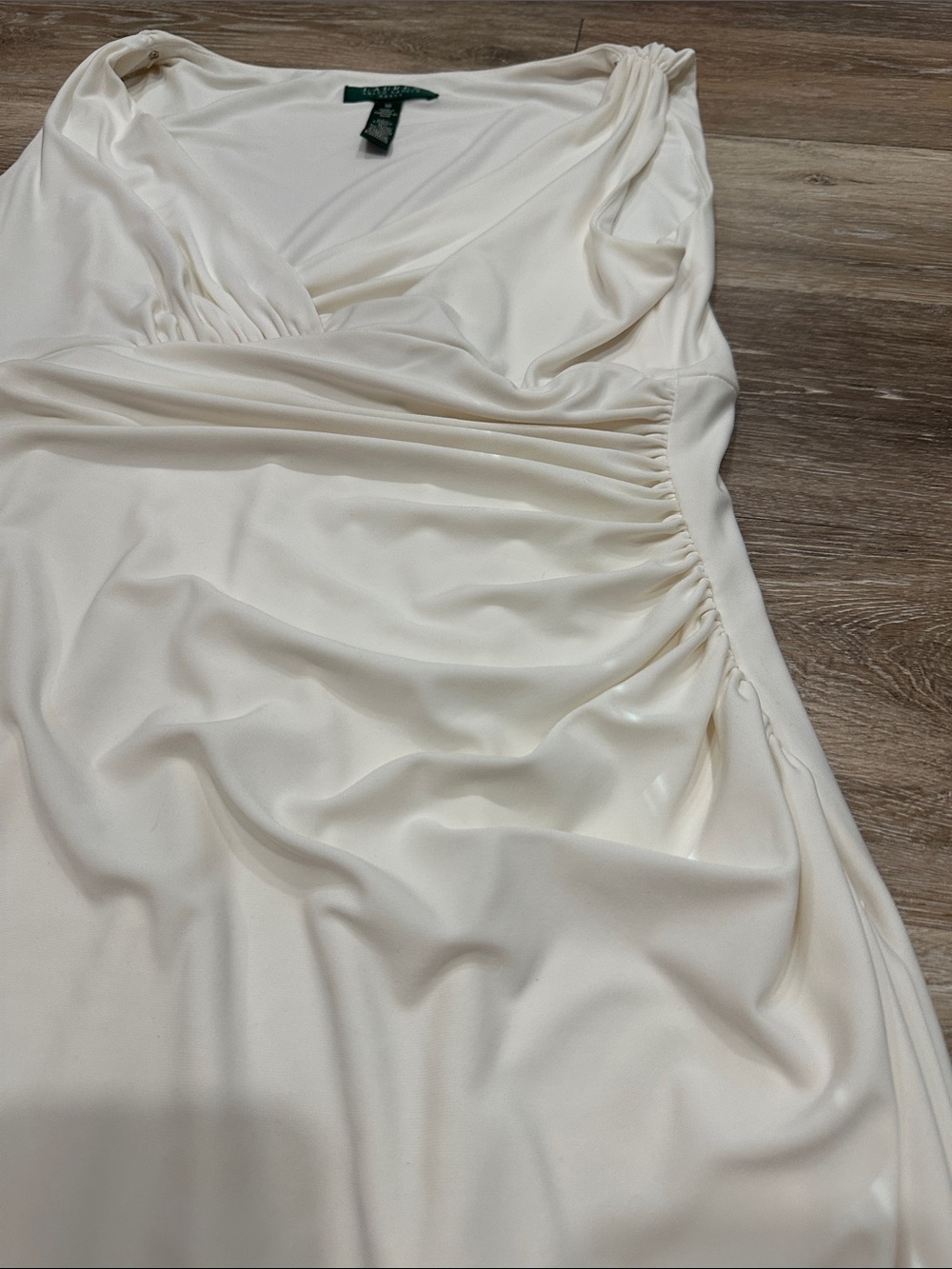 Ralph Lauren Cream Faux-Wrap Sleeveless Midi Dress - Picture 5 of 10